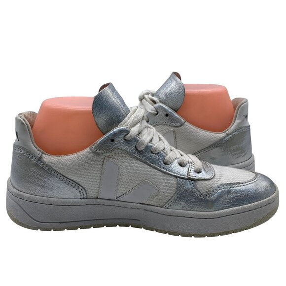 VEJA SNEAKERS LOW TOP WOMEN’s EU 37 US 6 METALLIC SILVER CASUALS TENNIS SHOES - Picture 7 of 12